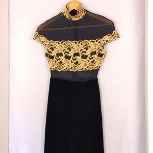 Elegant Black and Gold Lace Jumpsuit